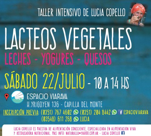 Taller intensivo ‘lácteos vegetales’ con Lucía Copello #Vacaciones2017