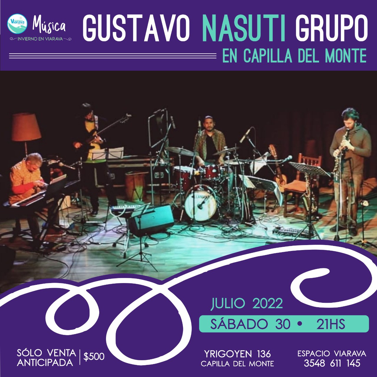Con un gran cierre de julio, Gustavo Nasuti Grupo se presentará en Charbonier y en Capilla del Monte