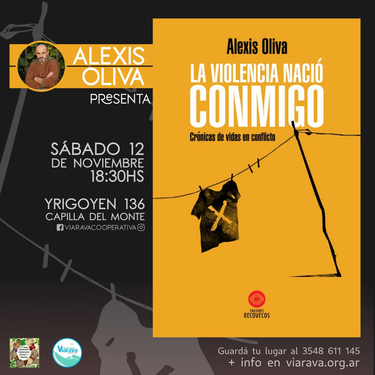 Alexis Oliva presenta «La violencia nació conmigo»