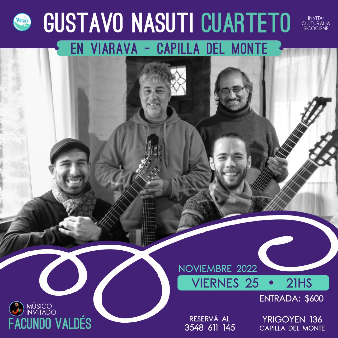 Música: Gustavo Nasuti Cuarteto llega a Capilla del Monte